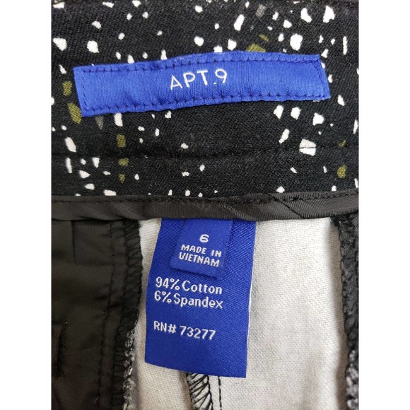 Apt 9 Speckle Pattern Cropped Ankle  Black Pants Sz 6 - Picture 6 of 7